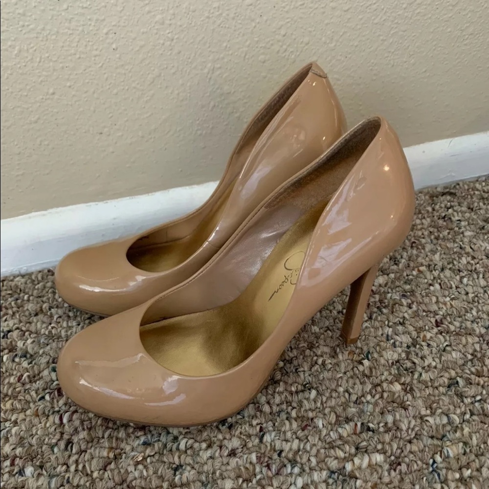 Jessica Simpson Super Hot m Pumps Heels Nude Patent Size 7